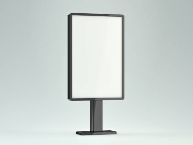 Beyaz arka plan üzerinde boş sokak billboard. Ddvertising görüntü. 3D render