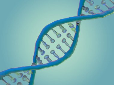 DNA zinciri. Soyut bilimsel geçmiş. Güzel bir illüstrasyon. Biyoteknoloji, biyokimya, genetik ve tıp konsepti. 3B görüntüleme
