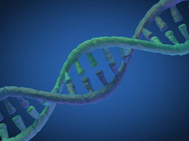 DNA zinciri. Soyut bilimsel geçmiş. Güzel bir illüstrasyon. Biyoteknoloji, biyokimya, genetik ve tıp konsepti. 3B görüntüleme