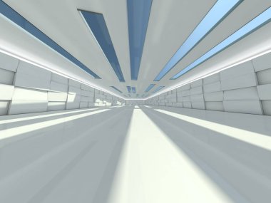 Soyut modern mimari arka plan, boş açık alan iç mekanı. 3B görüntüleme