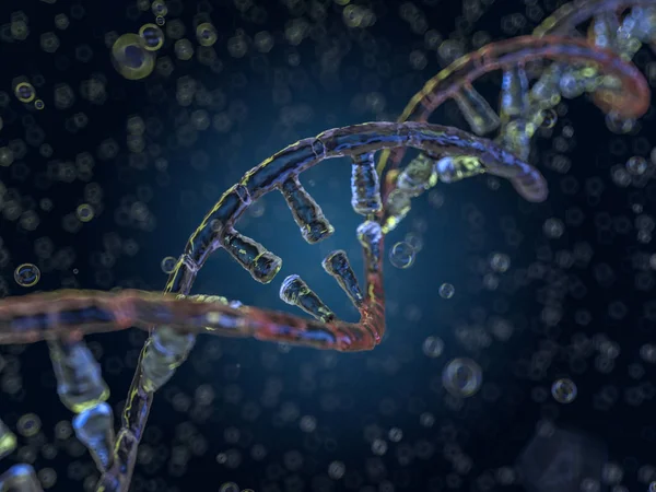 Dna链 摘要科学背景 美丽的幻影生物技术 生物化学 遗传学和医学概念 3D渲染 — 图库照片