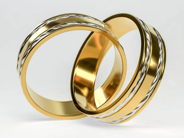 Anel Casamento Dourado Isolado Conceito Fundo Anéis Casamento Renderização — Fotografia de Stock