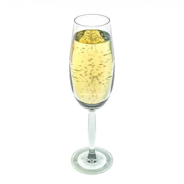 Glas Champagne Geïsoleerd Een Witte Achtergrond Rendering — Stockfoto