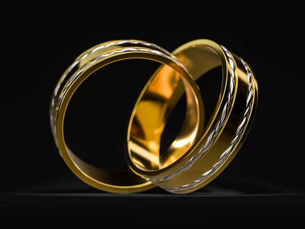 Anel Casamento Dourado Isolado Conceito Fundo Anéis Casamento Renderização — Fotografia de Stock