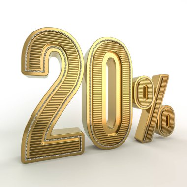 Rakamlarla indirim altın sembolü. 3D render