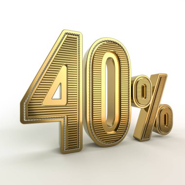 Rakamlarla indirim altın sembolü. 3D render