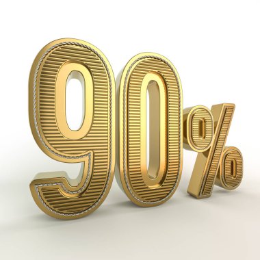 Rakamlarla indirim altın sembolü. 3D render