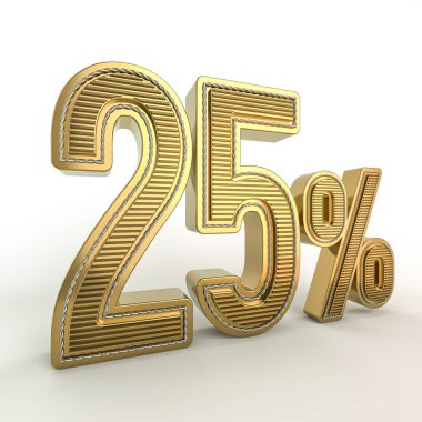 Rakamlarla indirim altın sembolü. 3D render