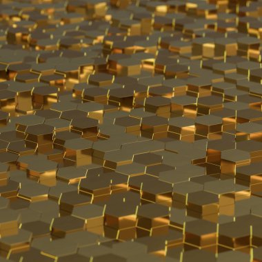 Arka fütüristik teknolojik altıgen plan. 3D render