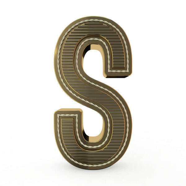 Golden symbol of the alphabet. Letter. 3D rendering