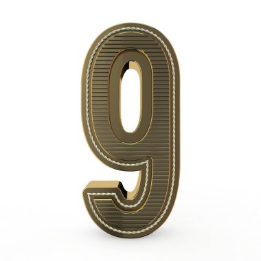 Alfabeyi altın sembolü. 9 numara. 3D render