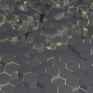 Arka fütüristik teknolojik altıgen plan. 3D render