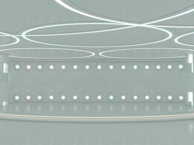 Soyut modern mimari arka plan, boş açık alan iç mekanı. 3B görüntüleme