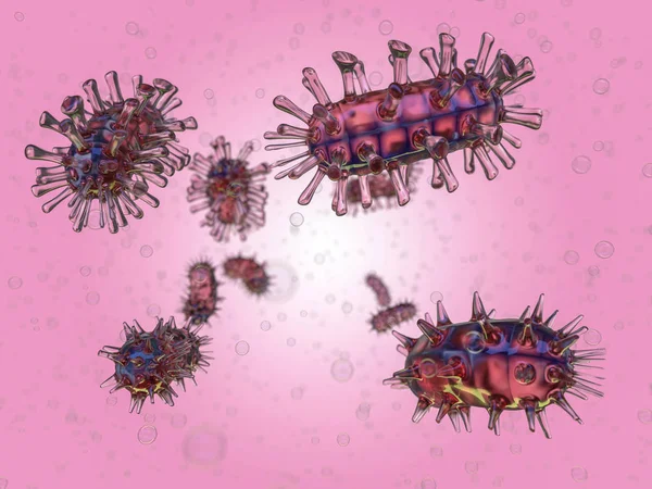 Naukowe Podstawy Bakterii Wirusów Mikroorganizmy Renderowania — Zdjęcie stockowe