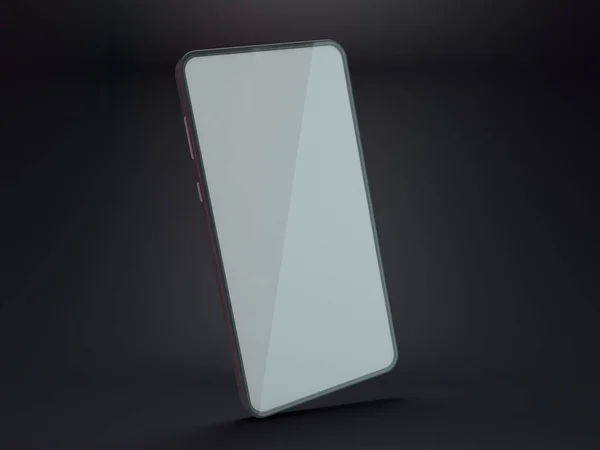 Svart Smartphone Mockup Mörk Bakgrund Rendering — Stockfoto