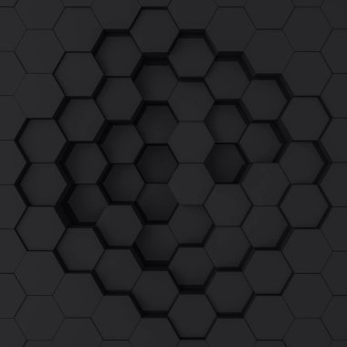 Arka fütüristik teknolojik altıgen plan. 3D render