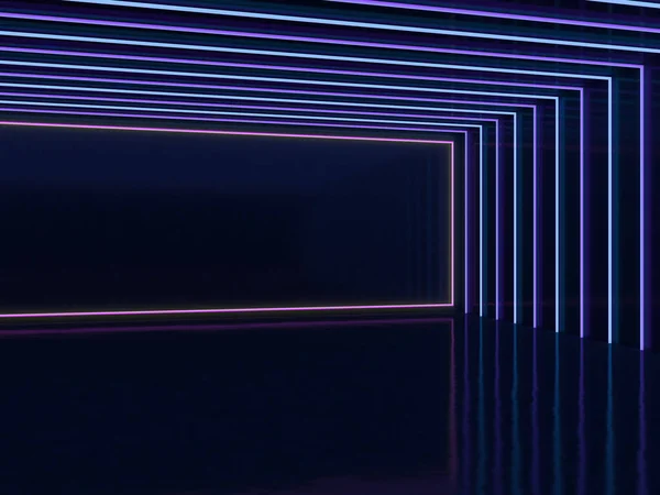 Boş Bir Oda Duvar Neon Işık Arka Plan Neon Işınları — Stok fotoğraf