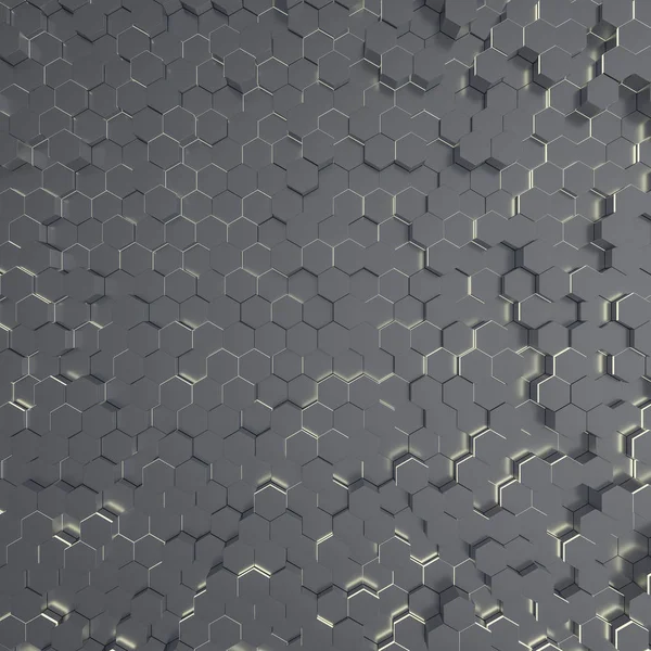 Fundo Hexagonal Tecnológico Futurista Abstrato Renderização — Fotografia de Stock