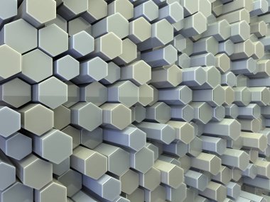 Arka fütüristik teknolojik altıgen plan. 3D render