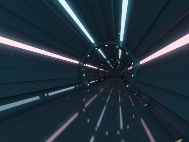 Soyut modern mimari arka plan, boş açık alan iç mekanı. 3B görüntüleme