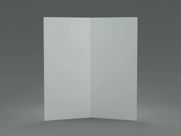 Folleto Plantilla Blanca Sobre Fondo Gris Burlarse Renderizado — Foto de Stock