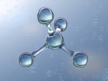 Molekül modeli Illustration. Bilim, atomları ve molekülleri ile tıbbi geçmişi. 3D render