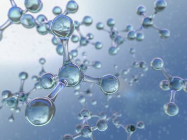 Molekül modeli Illustration. Bilim, atomları ve molekülleri ile tıbbi geçmişi. 3D render