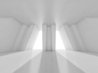 Soyut modern mimari arka plan, boş açık alan iç mekanı. 3B görüntüleme