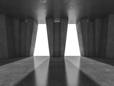 Soyut modern mimari arka plan, boş açık alan iç mekanı. 3B görüntüleme