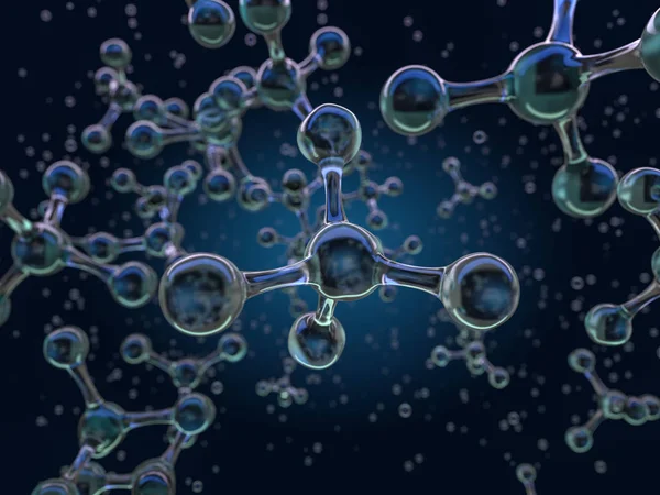 Molekül modeli Illustration. Bilim, atomları ve molekülleri ile tıbbi geçmişi. 3D render