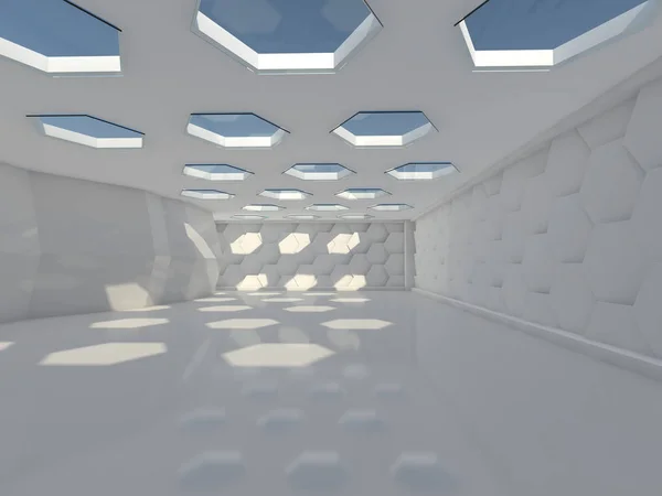 Abstrakte Moderne Architektur Leere Innenräume Rendering — Stockfoto