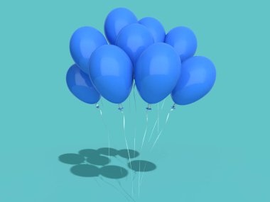 Mutlu tatil hava balon üzerinde arka izole uçan. 3D render