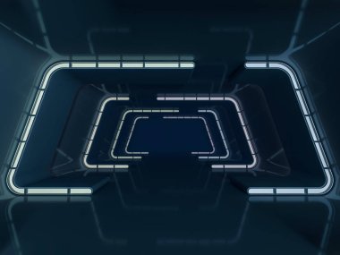 Soyut modern mimari arka plan, boş açık alan iç mekanı. 3B görüntüleme