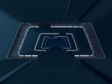 Soyut modern mimari arka plan, boş açık alan iç mekanı. 3B görüntüleme