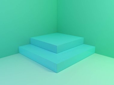 Güzel duvar ve boş podyum. 3D render