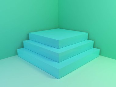 Güzel duvar ve boş podyum. 3D render