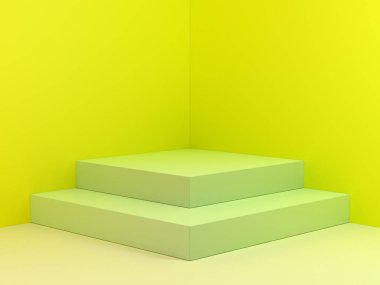 Güzel duvar ve boş podyum. 3D render