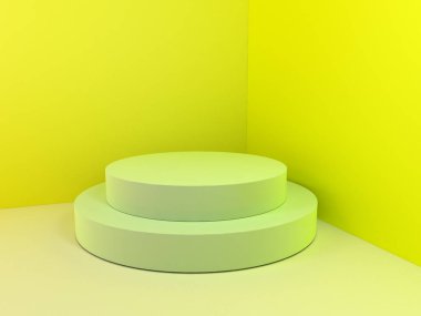 Güzel duvar ve boş podyum. 3D render