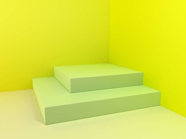 Güzel duvar ve boş podyum. 3D render