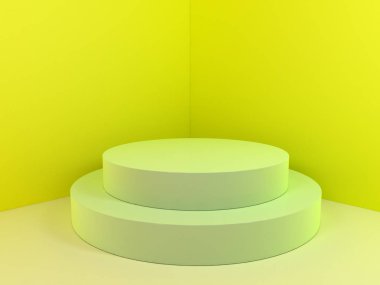 Güzel duvar ve boş podyum. 3D render