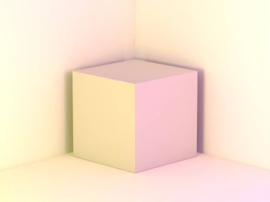 Güzel duvar ve boş podyum. 3D render