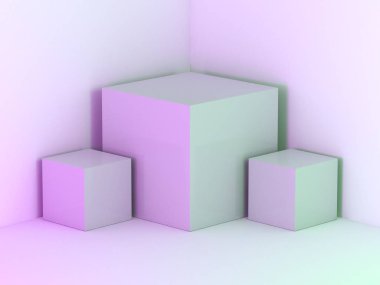 Güzel duvar ve boş podyum. 3D render