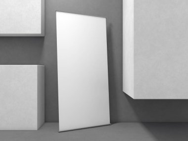 Afiş ekran boş topla. Şablon mockup. 3D render