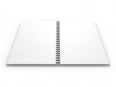 Beyaz arka plan üzerinde boş defter. 3D render