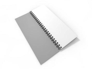 Beyaz arka plan üzerinde boş defter. 3D render