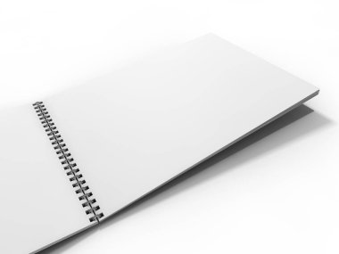 Beyaz arka plan üzerinde boş defter. 3D render