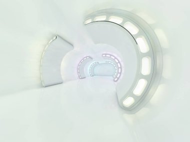 Soyut modern mimari arka plan, boş açık alan iç mekanı. 3B görüntüleme
