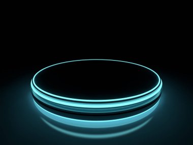 Bir boş alan ve neon ışık arka plan. Neon ışınları ve kızdırma. 3D render