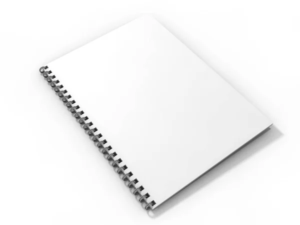 Caderno Branco Sobre Fundo Branco Renderização — Fotografia de Stock