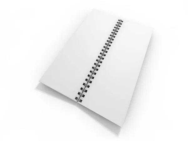 Cuaderno Blanco Sobre Fondo Blanco Renderizado — Foto de Stock